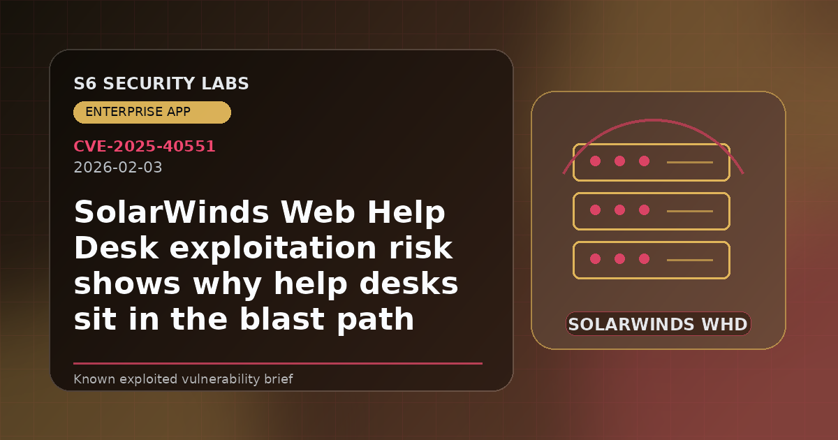 SolarWinds Web Help Desk exploitation risk shows why help desks sit in the blast path