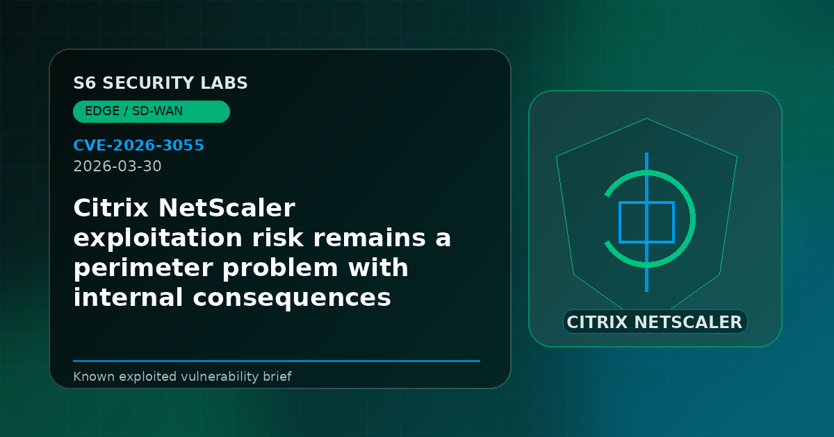 Citrix NetScaler exploitation risk remains a perimeter problem with internal consequences